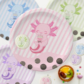 Assiettes En Carton Pink Axolotl Bubble Boba Par Thé Anniversaire Papi
