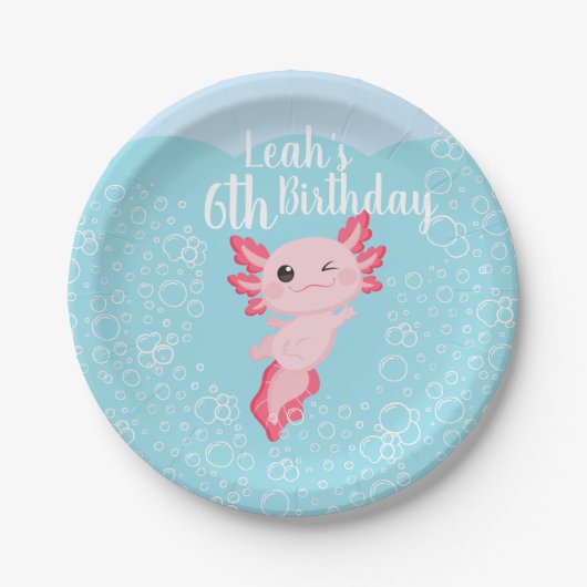 Assiettes En Carton Pink Axolotl fête d'anniversaire (Devant)