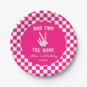 Assiettes En Carton Pink Bad Two The Bone Skeleton 2e fête d'anniversa (Devant)