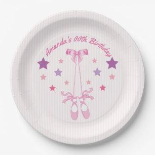 Assiettes En Carton Pink Ballerina thème fête d'anniversaire personnal