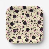 Assiettes En Carton Pink & Black Polka Dot Glam Pattern (Recto)