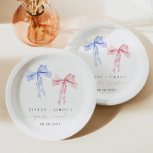 Pink Blue Bow Genre Révélation Papier Plaque Coque