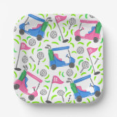 Assiettes En Carton Pink Blue Green Golf Preppy (Recto)