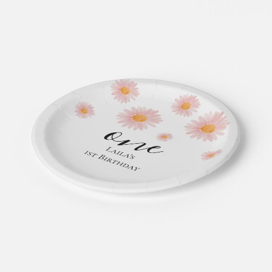 Assiettes En Carton Pink Blush Boho Daisy Birthday (Angle)