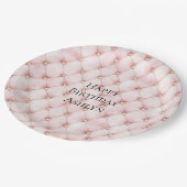 Assiettes En Carton Pink Blush Gold Tufts Anniversaire (Angle)