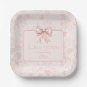 Assiettes En Carton Pink Bow fête d'anniversaire Whimsy Toile personna (Recto)