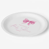 Assiettes En Carton PINK BOW fille Baby shower (Angle)
