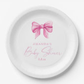 Assiettes En Carton PINK BOW fille Baby shower (Devant)