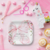 Assiettes En Carton Pink Bow Floral  (Fête)