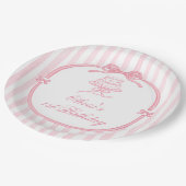 Assiettes En Carton Pink Bow Girl First Birthday (Angle)