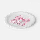 Assiettes En Carton Pink Bow mignonne fête d'anniversaire (Angle)