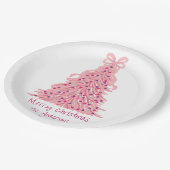 Assiettes En Carton Pink Bow Pink Christmas Tree (Angle)
