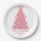 Assiettes En Carton Pink Bow Pink Christmas Tree (Devant)