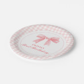 Assiettes En Carton Pink Bow preppy Coquette 1er anniversaire (Angle)