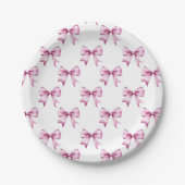 Assiettes En Carton Pink Bow Ribbon Baby Shower (Devant)