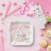 Assiettes En Carton Pink Bow Winter Onederland 1st Birthday (Fête)