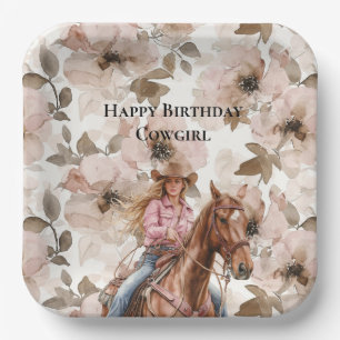 Assiettes En Carton Pink Brown Cowgirl Southwestern Floral Anniversair