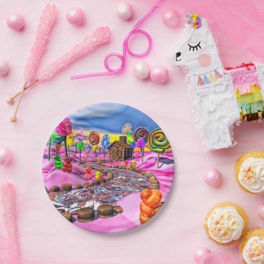 Assiettes En Carton Pink Candyland - (Fête)