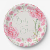 Assiettes En Carton Pink Carnation Baby in Bloom Baby Shower (Devant)