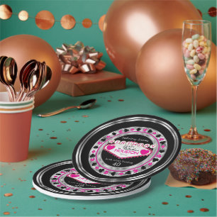 Assiettes En Carton Pink Casino Poker Chip fête d'anniversaire