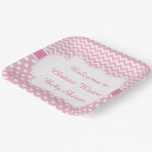 Assiettes En Carton Pink Chevron & White Baby shower Pois (Angulaire)