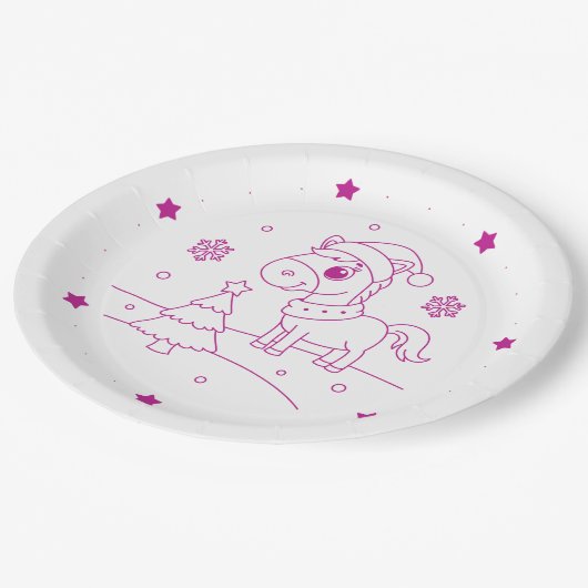 Assiettes En Carton pink christmas party (Angle)