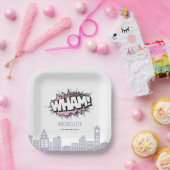 Assiettes En Carton Pink Comics Livre Superhero Anniversaire (Fête)