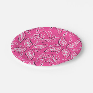 Assiettes En Carton Pink Country Paisley motif