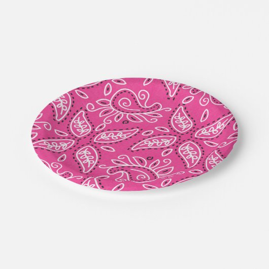 Assiettes En Carton Pink Country Paisley motif (Angle)