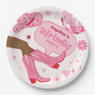 Assiettes En Carton Pink Cowgirl Anniversaire Fête Let's Go Girls