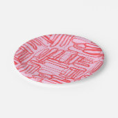 Assiettes En Carton Pink Curve Wavy Squiggle Abstract Modern (Angle)