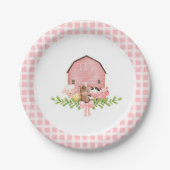 Assiettes En Carton Pink En vichy Barnyard Plaques de papier d'anniver (Devant)