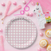 Assiettes En Carton Pink En vichy Picnic Print Baby Birthday Party (Fête)