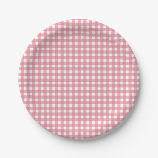 Assiettes En Carton Pink En vichy Western (Devant)
