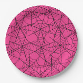 Assiettes En Carton Pink et Black Spiderweb Plaque papier Halloween (Devant)