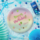 Assiettes En Carton Pink et Green Pastel Plaque papier d'anniversaire (Fête)