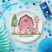 Assiettes En Carton Pink Farm Barnyard Plaques d'anniversaire (Fête)