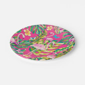 Assiettes En Carton Pink Flamingos Tropical Botanical Butterfly (Angle)