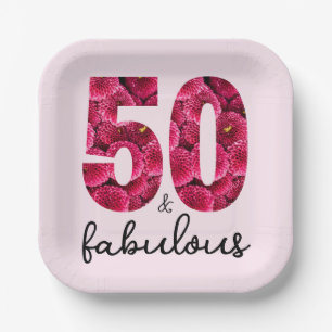 Assiettes En Carton Pink Floral 50 et Fabulous 50th Birthday Party