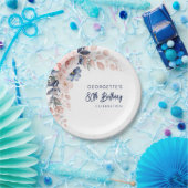 Assiettes En Carton Pink Floral 80e anniversaire Script (Fête)