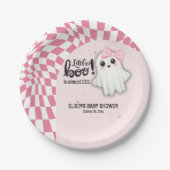 Assiettes En Carton Pink Ghost Little Boo est presque dû Baby shower (Devant)