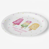 Assiettes En Carton Pink Girl Summer Popsicle fête d'anniversaire (Angle)