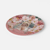 Assiettes En Carton Pink girly floral photo de la fête de graduation p (Angle)