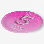 Assiettes En Carton "Pink Glitter 5th Birthday Party –Fabulous at Five (Angle)