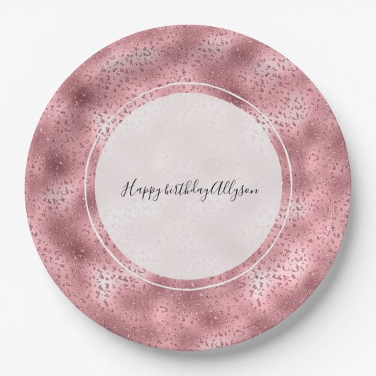 Assiettes En Carton Pink Glitzy Cheetah Print (Devant)