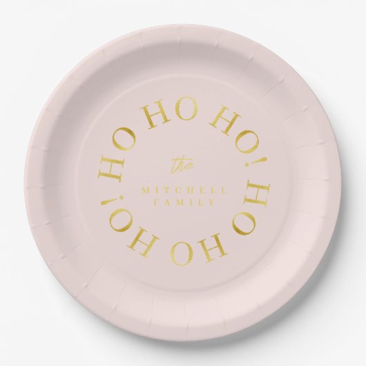 Assiettes En Carton Pink Gold Christmas Ho Ho Ho ID1009 (Devant)