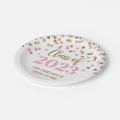 Assiettes En Carton Pink Gold Confetti Graduation 2023 (Angle)