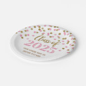 Assiettes En Carton Pink Gold Confetti Graduation 2025 (Angle)