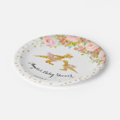 Assiettes En Carton Pink Gold Dino Girl Baby Show Plaques de papier de (Angle)