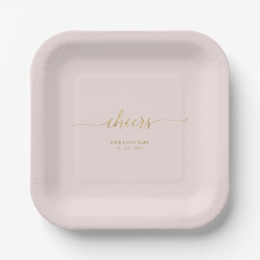 Assiettes En Carton Pink & Gold Elegant Letting Cheers Event Party (Recto)